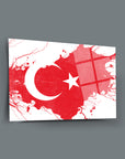 Türk Bayrağı temalı modern cam tablo, yüksek kaliteli ve kırılmaya dayanıklı tasarım.