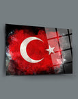 Türk Bayrağı tasarımı, UV baskı ile cam tablo üzerinde, yüksek kaliteli dayanıklı cam.