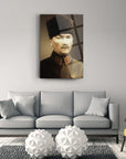 Atatürk 13 Cam Tablo, modern oturma odası dekorasyonunda şık bir tasarım, yüksek kaliteli cam tablo.