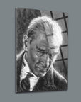 Atatürk 22 Cam Tablo - özel tasarım, 4 mm temperli yüksek kaliteli cam, UV baskı ile üretilmiştir.
