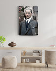 Atatürk 24 Cam Tablo displayed on a modern wall, showcasing high-quality UV-printed glass art piece.