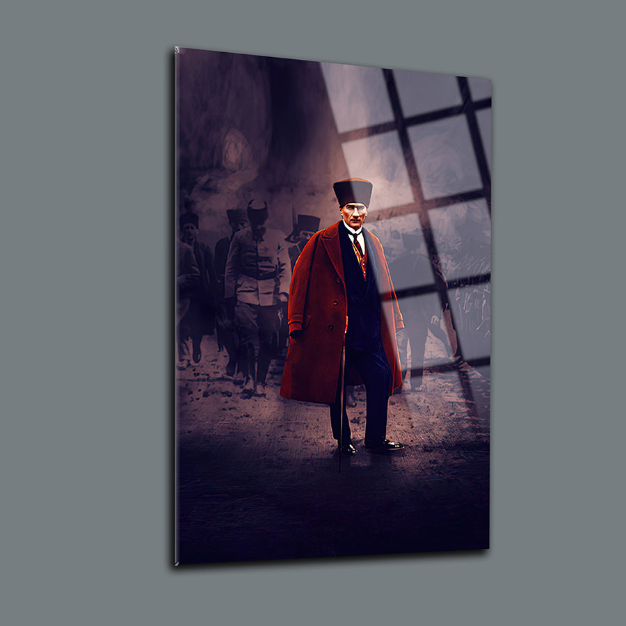 Atatürk 35 Cam Tablo, UV baskı ile özel tasarlanmış temperli cam tablo, 4 mm kalınlıkta, yüksek kaliteli.