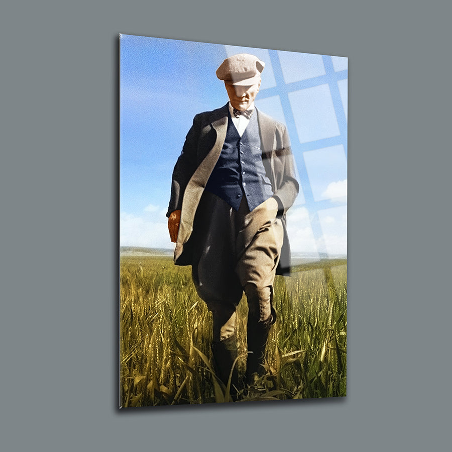 Atatürk 39 Cam Tablo, temperlenmiş cam, özel UV baskı, yüksek kaliteli dekoratif tasarım.