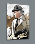Atatürk 42 Cam Tablo with unique UV print on high-quality tempered glass, showcasing a classic portrait design.