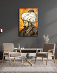 Fatih Sultan Mehmet Portre Cam Tablo, yüksek kaliteli UV baskı ile tasarlanmış dekoratif tablo.