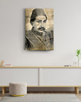 Abdülhamithan portre cam tablo, modern dekor, kaliteli UV baskı ile tasarlanmış.