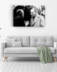 Atatürk 59 Cam Tablo on a modern living room wall, featuring high-quality tempered glass artwork.
