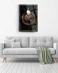 Osman Bey Cam Tablo in a stylish living room setting, showcasing its elegant design and UV printing detail.