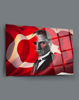 Atatürk ve Türkiye bayrağının yer aldığı 4 mm kalınlığında cam tablo tasarımı.