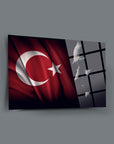 Atatürk and Turkish flag photo on a premium glass panel, showcasing modern design and durability.