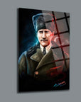 Atatürk 71 Cam Tablo, yüksek kaliteli temperli cam, özel UV baskı ile tasarım, modern dekoratif sanat eseri.