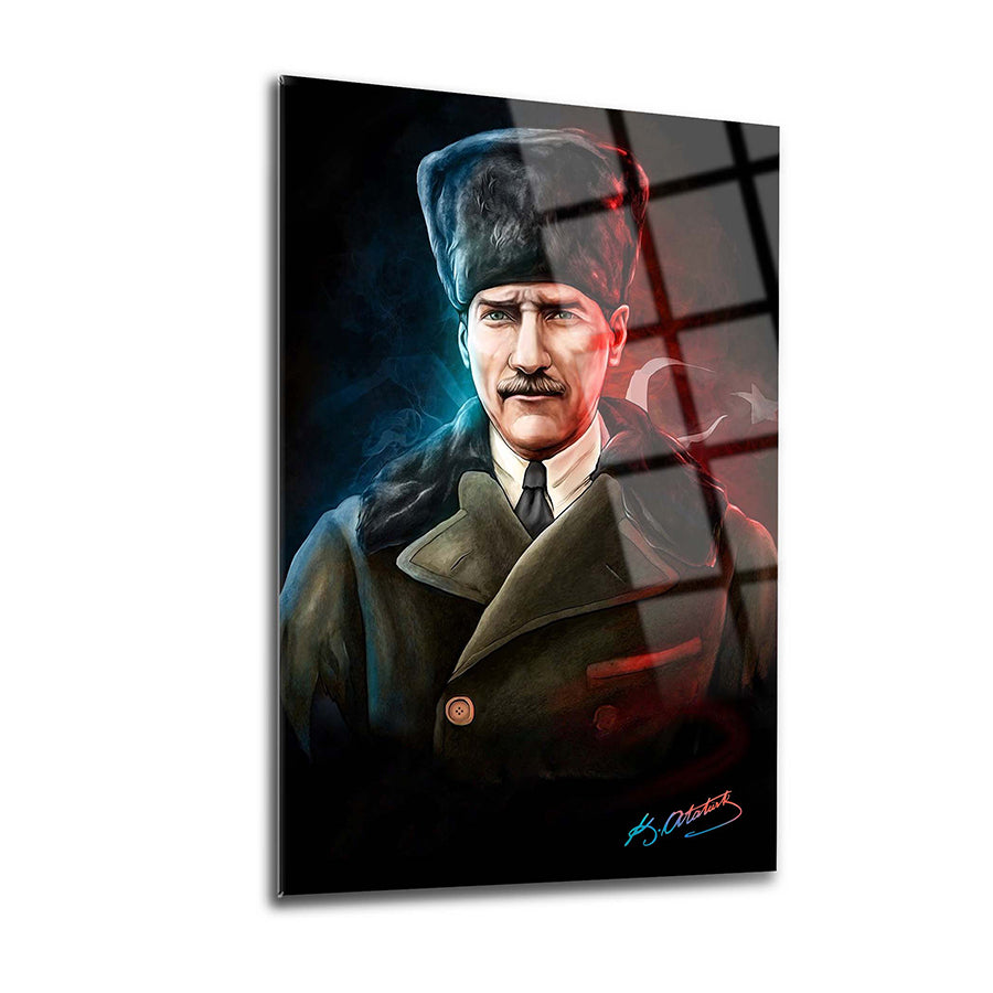 Atatürk 71 Cam Tablo - yüksek kaliteli temperli cam, UV baskı, dayanıklı tasarım, özel ambalaj.