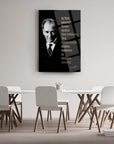 Atatürk 73 Cam Tablo in a modern dining room, featuring a motivational quote and sleek design.