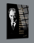 Atatürk 73 Cam Tablo, UV baskı ile tasarlanmış yüksek kaliteli cam tablo, Türk gençliğine ilham veren sözler.
