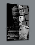 Atatürk 74 Cam Tablo: Tempered glass art with unique UV printing, showcasing Atatürk's impactful words and image.