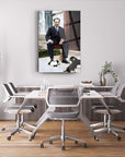 Atatürk 75 Cam Tablo showcased in a modern office setting with stylish seating and decorative elements.