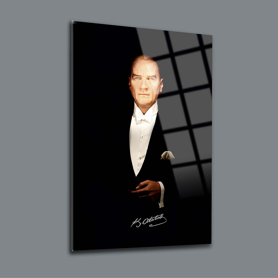 Elegant wall art featuring a formal figure in a tuxedo, showcasing striking contrast and design.