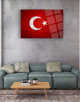 Türk Bayrağı temalı 11 cam tablo, modern oturma odası dekorasyonu için şık bir seçenek.