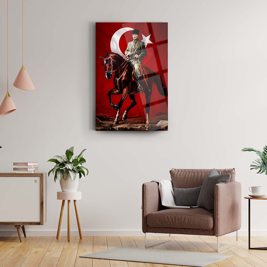 Atatürk 88 Cam Tablo, modern iç mekan dekorasyonu, UV baskı, kaliteli temperli cam, şık ve dayanıklı tasarım.