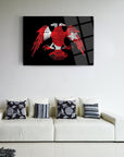 Stylish Kartal Türk Bayrağı cam tablo displayed above a modern sofa in a chic living room.