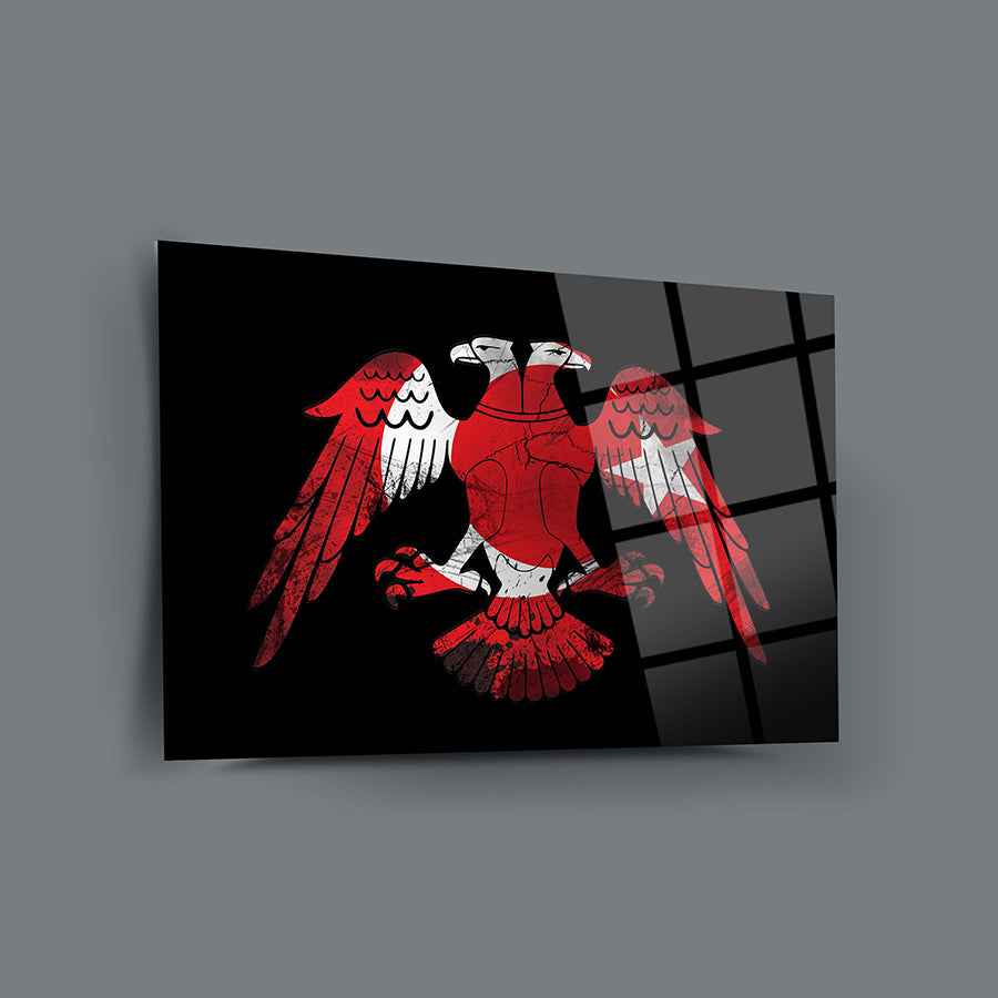 Stylish Kartal Türk Bayrağı cam tablo, 4mm kalınlığında yüksek kaliteli temperli camdan üretilmiştir.