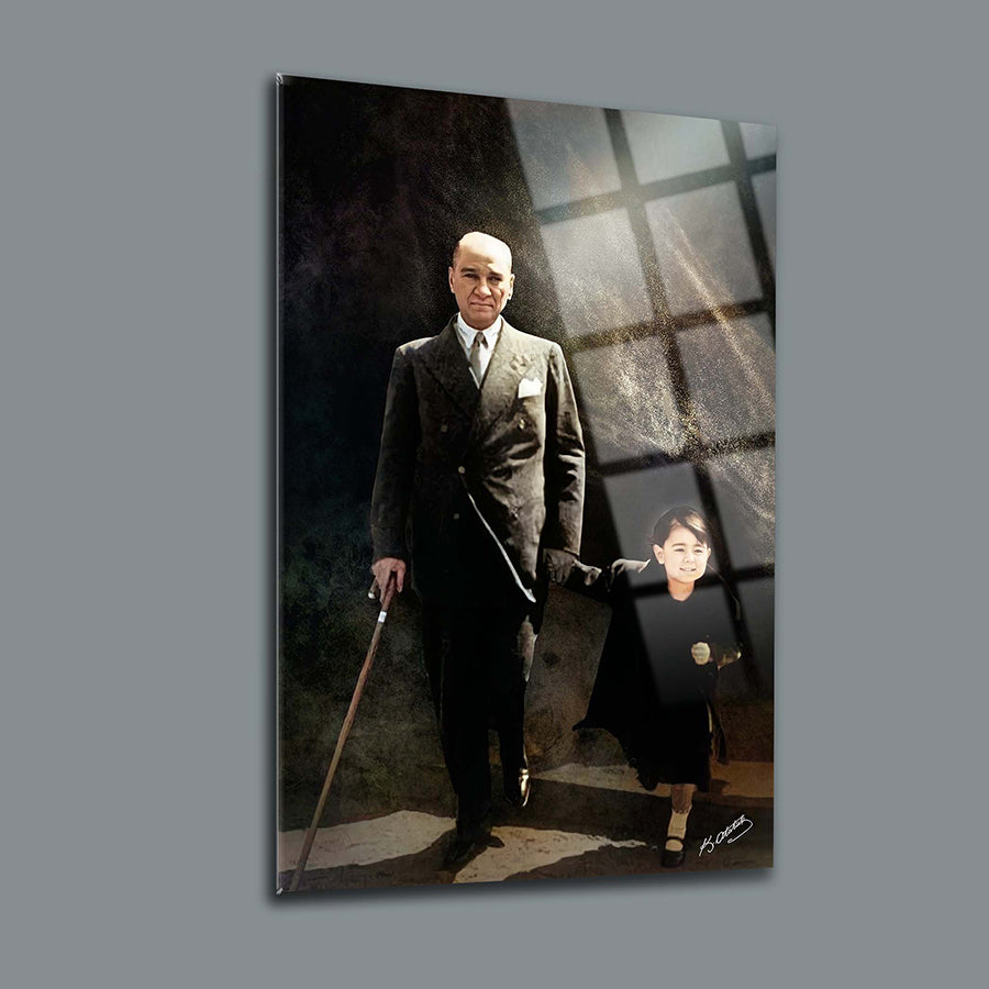 Atatürk 94 Cam Tablo, özel tasarım cam tablo, yüksek kaliteli UV baskı, kırılmaya dayanıklı.