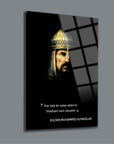 Alparslan cam tablo, Sultan Muhammed Alparslan portresi, özel UV baskı, yüksek kaliteli 4 mm temperli cam.