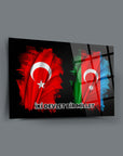 Türk ve Azeri bayraklarının bulunduğu şık cam tablo, kaliteli UV baskı ile tasarlandı.