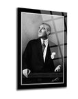 Atatürk 98 Cam Tablo, UV baskı, 4 mm kalınlığında dayanıklı cam, özel tasarım duvar dekoru.