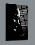 Atatürk 100 Cam Tablo with inspirational quote on a sleek glass surface.