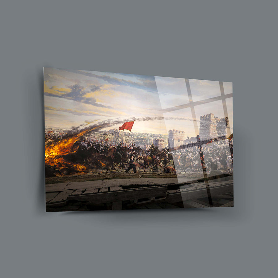 İstanbul'un Fethi 2 Cam Tablo, 4 mm kalınlıkta UV baskılı yüksek kaliteli temperli cam ile tasarlanmıştır.