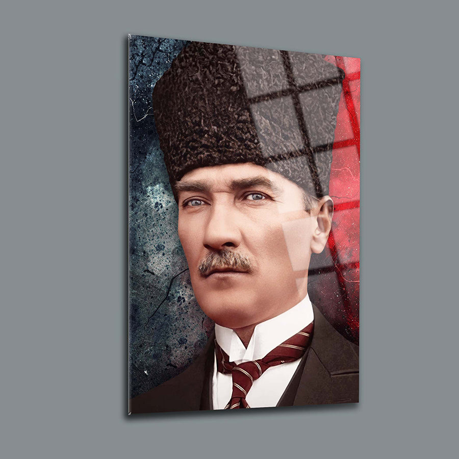 Atatürk 101 Cam Tablo, yüksek kaliteli temperli camda UV baskı ile tasarlanan özel art piece.