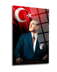 Atatürk 104 Cam Tablo, temperli 4mm cam ile tasarlanmış, yüksek kaliteli UV baskı, şık ve dayanıklı dekorasyon.