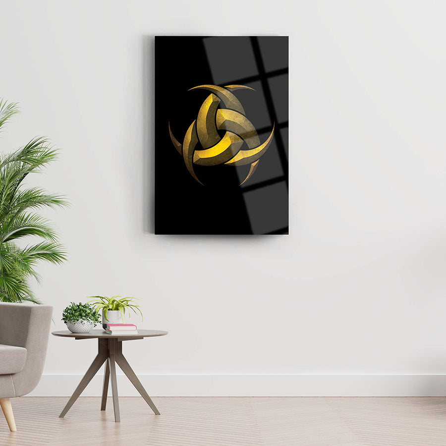 SRD Concept Cam Tablo with gold design on black background, showcasing modern wall art in contemporary decor.