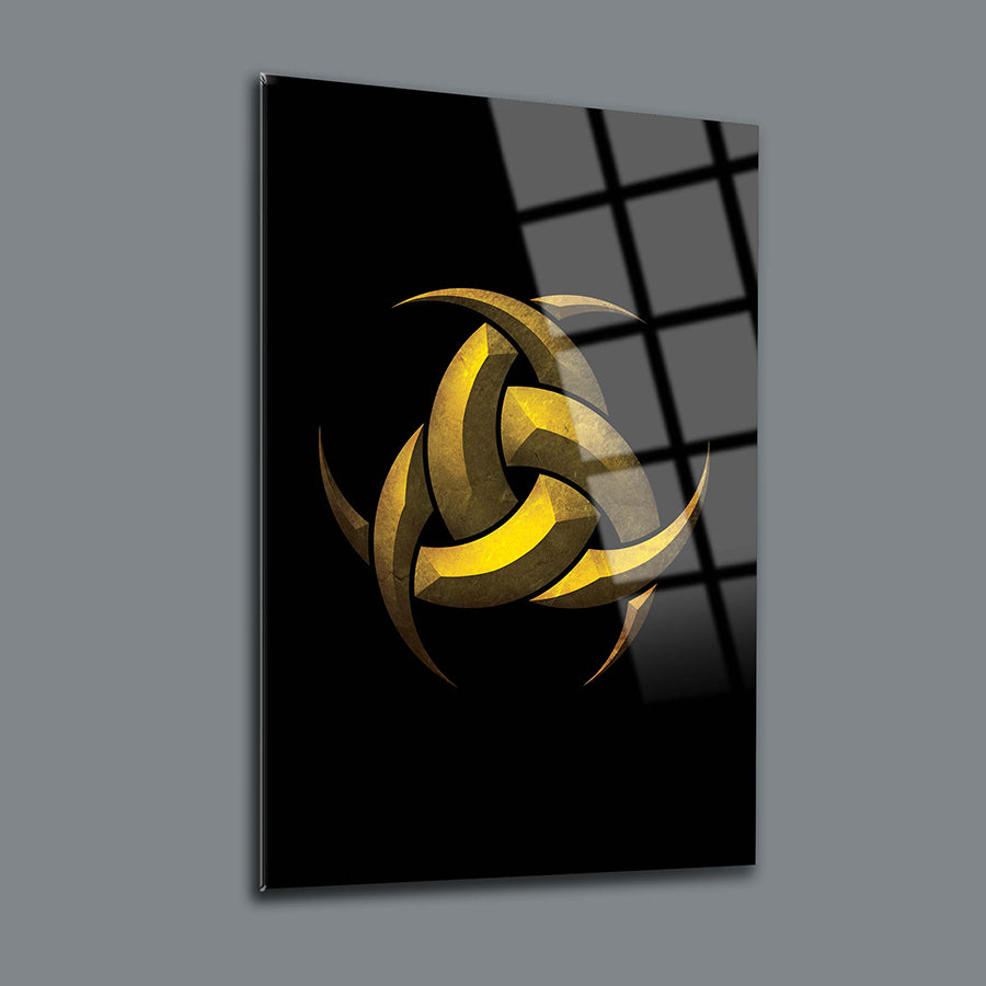 Teşkilat Cam Tablo, şık altın rengi desenli modern cam tablo, yüksek kaliteli temperli cam ile yapılmıştır.