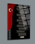 İstiklal Marşı yazılı tablo, Türk bayrağı motifli dekoratif duvar sanatı.