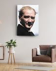 Atatürk 110 Cam Tablo in modern living room, showcasing high-quality tempered glass art design.