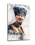 Atatürk 112 cam tablo, yüksek kaliteli temperli cam ile UV baskı, dekoratif duvar sanatı.