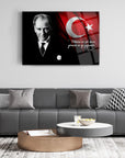 Atatürk 113 Cam Tablo with Turkish flag, perfect decorative glass art for modern living spaces.