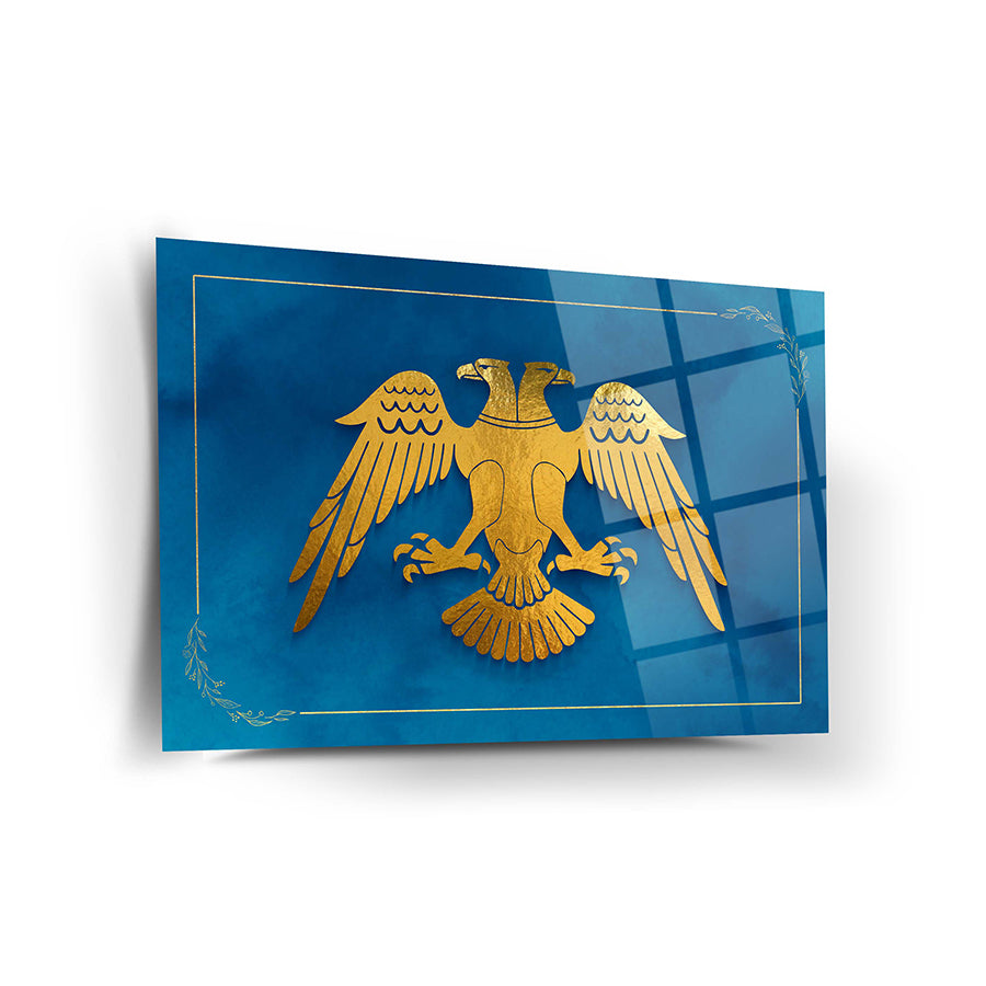 Selçuklu Bayrağı Cam Tablo, özel tasarım UV baskı ile yüksek kaliteli camda, 4 mm kalınlığında.