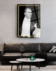 Elevate your decor with the Atatürk 115 Cam Tablo, featuring UV-printed tempered glass for durability and elegance.