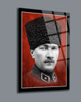 Atatürk 118 Cam Tablo, yüksek kaliteli UV baskı ile tasarlanmış modern dekoratif cam tablo.