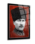 Atatürk 118 Cam Tablo; işlenmiş yüksek kaliteli cam üzerine UV baskı ile tasarlanmış özel tablo.