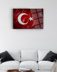 Türk Bayrağı 2 Cam Tablo, şık oturma odası dekorasyonu, yüksek kaliteli UV baskı ile tasarlanmıştır.