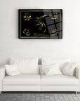 Semazen 1 Cam Tablo with golden calligraphy on a black background, showcasing unique design and high-quality tempered glass.