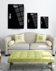 Modern living room featuring SRD Concept cam tablo prints in various sizes on the wall.