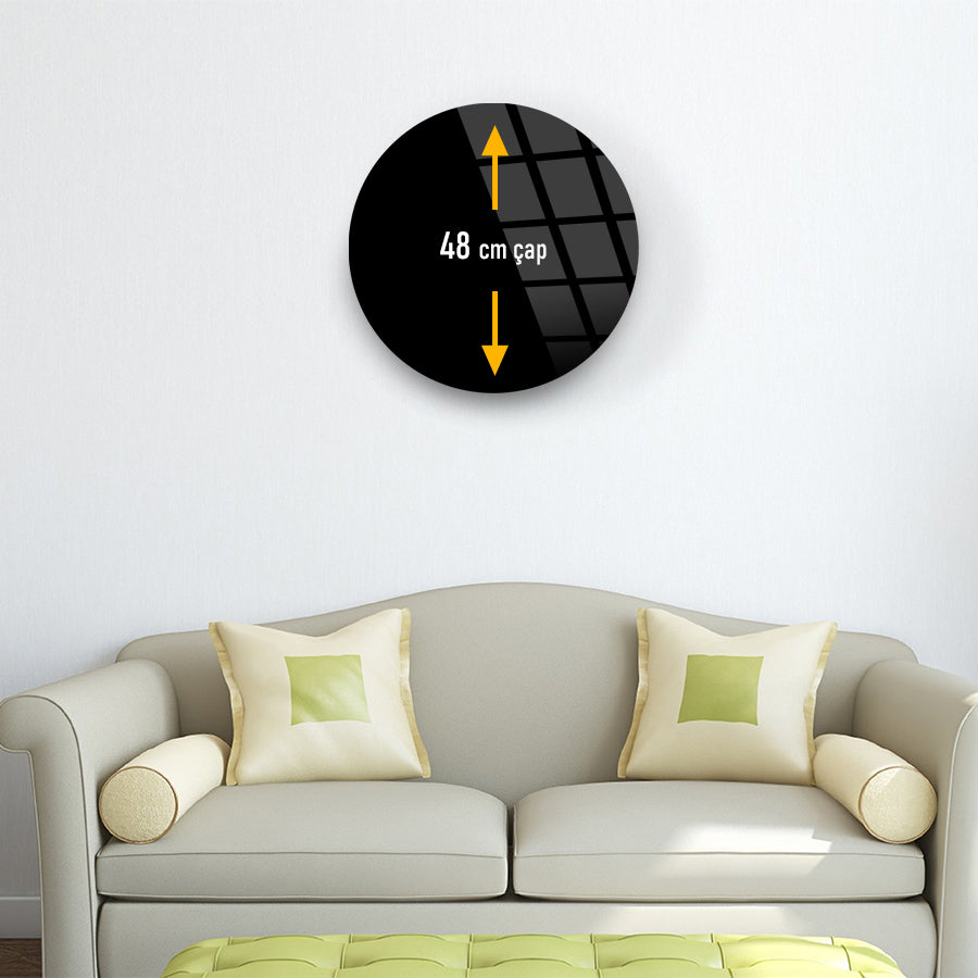 Dünya Pusulası Cam Tablo, 48 cm çapında modern tasarıma sahip, şık duvar dekoru.