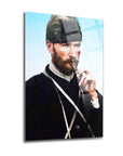 Atatürk 56 Cam Tablo showcasing a vintage portrait on high-quality glass, highlighting its artistic design and UV printing.