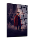 Atatürk 35 Cam Tablo featuring a historical figure in a red coat, ideal for decor and art lovers.