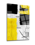 Sarı Ahşap Cam Tablo, modern tasarım ve şık detaylarla ev dekorasyonu için ideal.